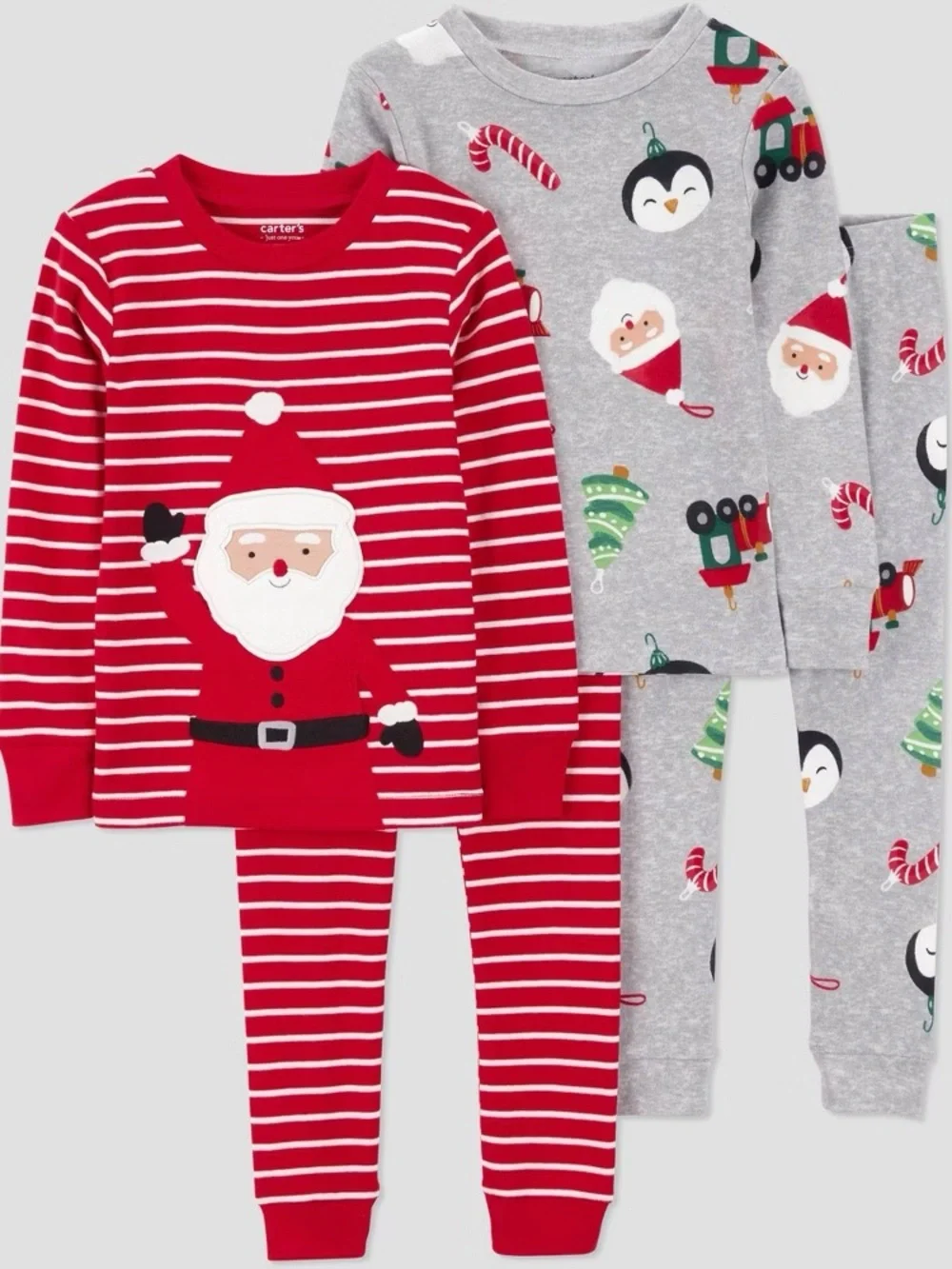 Carter’s 4pc Christmas Santa & Ornament Print Long Sleeve Cotton Pajama Set